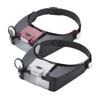 Szkło powiększające na opasce okulary, 1.5x 3X 8.5x 10x okulary okulary powiększające z 2 LED Lights głowica reflektora lupa lupa do naprawy 6